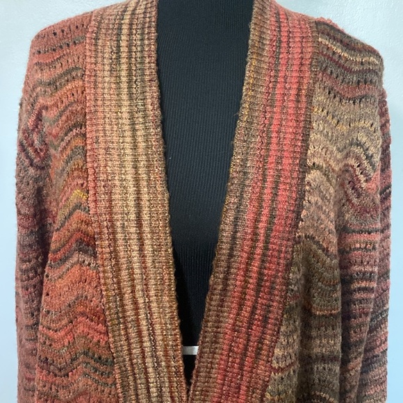 Catherines Cardigan Sweater Marled Knit Wave Pattern Knee Length Sz 3X - Picture 2 of 6